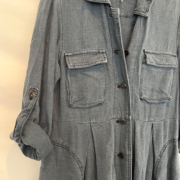 Free People - Rainz Cuffed Duster Jacket/Dress - Dark Indigo Blue - Oversized XS - Picture 12 of 16